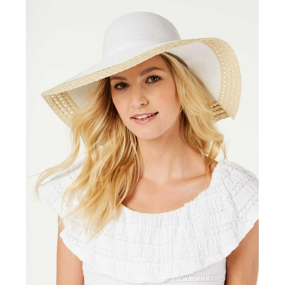Inc International Concepts Mixed Braid Colorblocked Floppy Hat