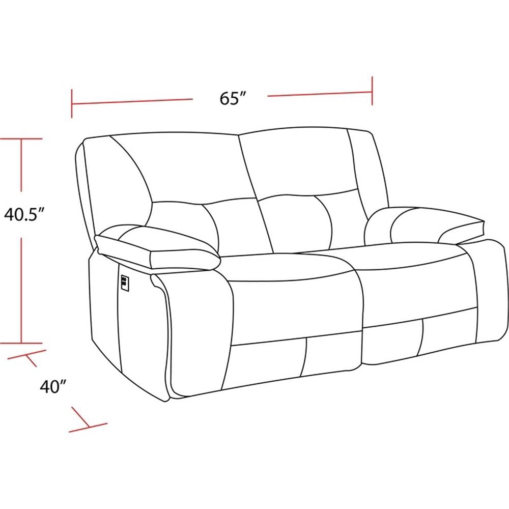 Pemberly Row Contemporary Fabric Power Loveseat in Haze Gray