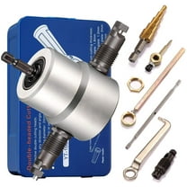 Illuminate Double Head Sheet Metal Nibbler, Nibbler Metal Cutter with Drill Accessories for Straight and Circle Cutting, Maximum 14 Gauge Steel