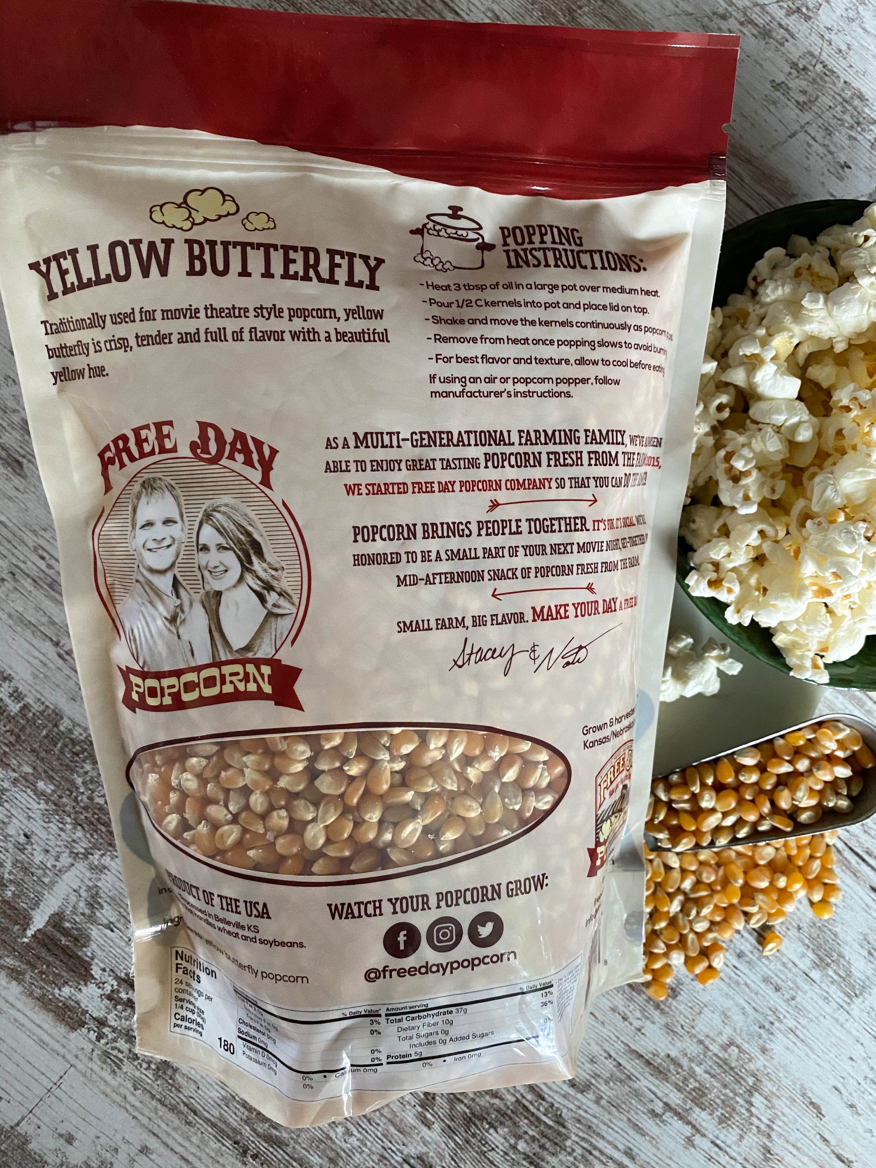 Free Day Popcorn Yellow Butterfly Popcorn 2 Pack 48 oz