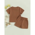 thumbnail image 5 of Yunliwuli Baby Boy 2 Piece Waffle Outfits, Round Neck Short Sleeve Letter Embroidery Tops + Elastic Waist Shorts Toddler Mother's Boy Set, 5 of 10