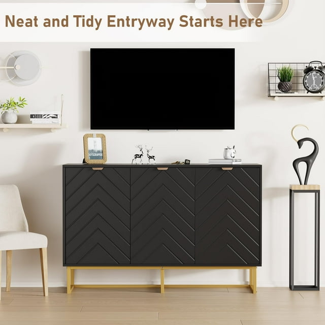 GloryStar Buffet Moderne de 31,5 Po, Armoire de Rangement en Bois avec Tablette Réglable, Crédence d'Accent pour l'Entrée Ou le Salon