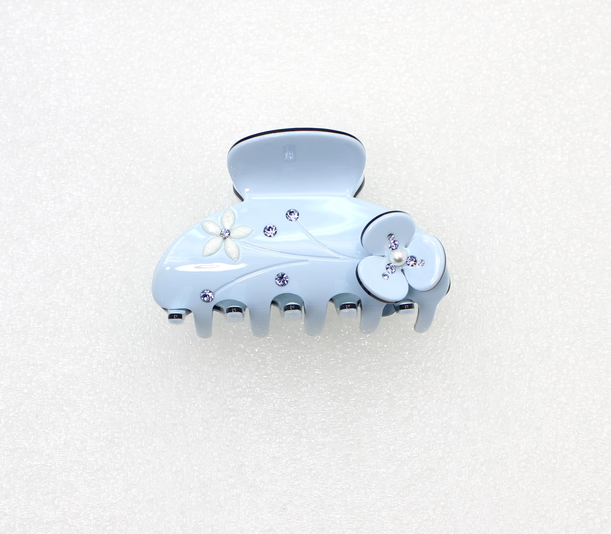 Faship Light Blue Cellulose Acetate Floral Art Deco Hair Claw Clips
