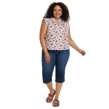 Gloria Vanderbilt Swan Series Women's Ruffle Sleeve Top, Sizes XS-XXL