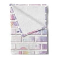 thumbnail image 2 of Wall Soft Flannel Fleece Throw Blanket, Vector Illustration of Graffiti Brick Wall Pattern Design Street Artwork, Cozy Plush for Indoor and Outdoor Use, 50" x 60", Violet and Lavender, by Ambesonne, 2 of 5