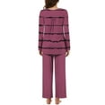 thumbnail image 5 of Kaemgyyd Womens 2 Piece Pajama Set Stripe Lounge Outfits Soft Button Pleated Sleepwear and Wide Leg Pants with Pockets, 5 of 6