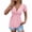 Pink, variant on Women's Casual V-Neck Short Sleeve Top Solid Color Kink Front Gathered Pullover Blouse Loose T-Shirt, Yellow L