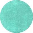 thumbnail image 1 of Ahgly Company Machine Washable Indoor Round Solid Turquoise Blue Modern Area Rugs, 4' Round, 1 of 4