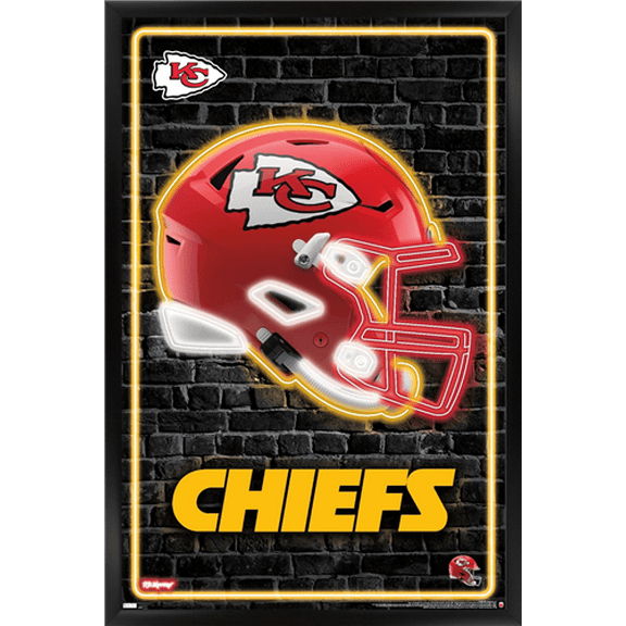 NFL Kansas City Chiefs - Neon Helmet 23 Wall Poster, 22.375" x 34" Framed