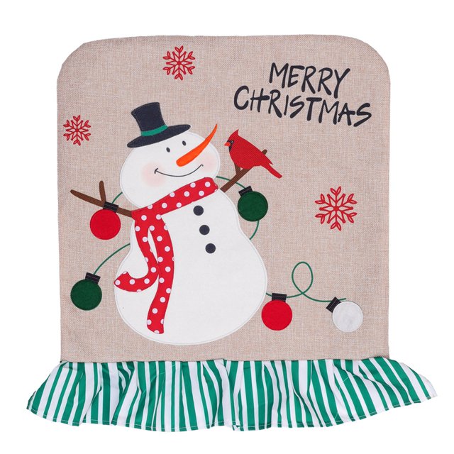 Christmas Chair Cover Linen Festival Decorative Chair Protector Chair Back Cover