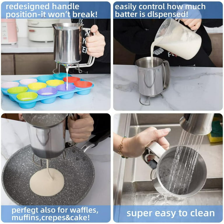 Batter Dispenser Cupcake Pancake,Professional Leakproof Durable Kitchen  Tool Waffle Home Heat Resistant Handheld for Baking 