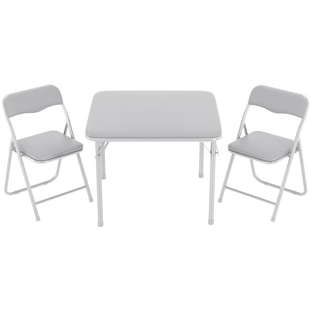 3-Piece Kids Folding Table and Chair Set, Fully Assembled Toddler Activity Table with Padded Seats,