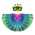 thumbnail image 3 of Capa de disfraz de pavo real con máscara para festival, carnaval, mascarada, decoración, juego de rol Verde, 3 of 7