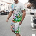 thumbnail image 2 of Honeeladyy Men's 2 Pieces Short Sets Cotton Henley Shirts Short Sleeve Casual Beach Shorts Summer Yoga Outfits #Vc-Green-XXXL, 2 of 5