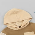 thumbnail image 4 of Infant Baby Boys Girls Long Sleeve Hooded Romper Contrast Color Stitching Triangle Jumpsuits with Pocket, 4 of 6