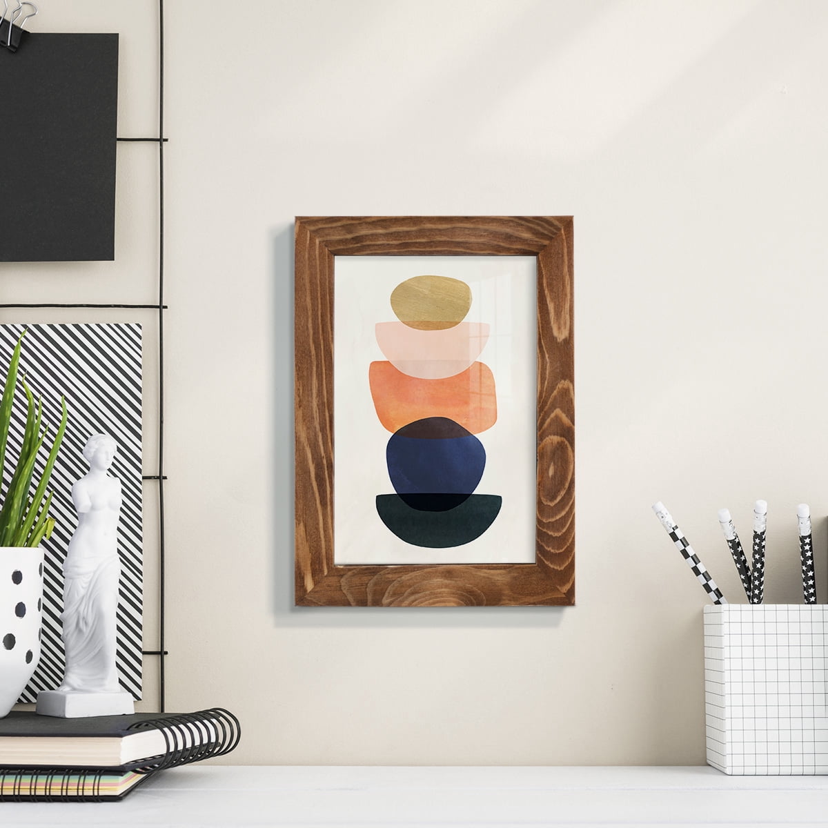 Mod Pods II -Framed Print w/glass-Walnut