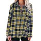 thumbnail image 1 of Blusa Cuello vuelto Tapeta Cordón delantero Casual Rejilla suelta Tops para mujer Amarillo XL, 1 of 6