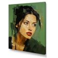 thumbnail image 2 of Designart "Jolie In Green Jade Portrait" Woman Pop Art Canvas Wall Art, 2 of 7