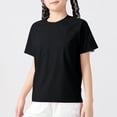 thumbnail image 2 of CAICJ98 Boys Girls Short Sleeve T Shirts Kids Summer Oversized Tops Casual Crewneck Basic Tees Black,4-5 Years, 2 of 7