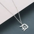 thumbnail image 2 of Giorgio Bergamo Stainless Steel White Gold Plated Gothic, Old English Intial A - Z Letter Pendant Mens Womens Necklace, Silver, D, 2 of 7