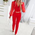 thumbnail image 2 of LEKDFST Elegant Sequin Jumpsuits for Women Dressy Formal Evening Party Wedding Guest Mesh Shiny V Neck Long Sleeve Rompers for Women Red XXL, 2 of 9