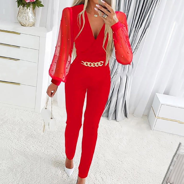 open lace back dress Red Jumpsuit With Cut Out main image 1