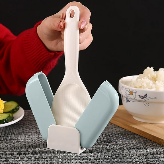 Cooking Utensils Rice Spoon Holder with Cover Automatic Opening Design Kitchen Organizer Tool Easy to Clean Grey Kitchen Accessory