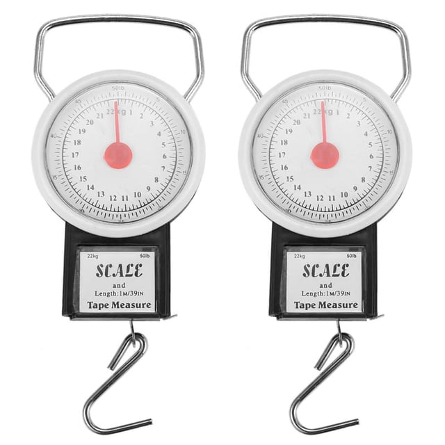 2X Portable Equipaje Escala de Viaje Colgando Maleta Gancho 22Kg 50Lb Cinta Métrica