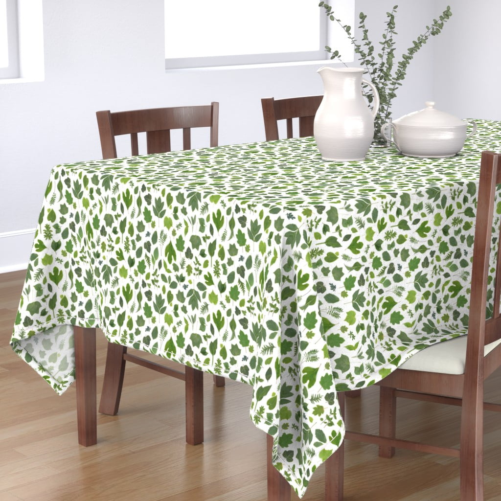 Tablecloth Green Leaf Botanical Greenery Sassafras Ivy Dogwood Cotton