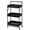 Black - With Handle, variant on Foldable Rolling Utility Cart with Handle, 3-Tier No Assembly Metal Folding Storage Trolley for Bathroom, Kitchen, Snacks, Craft, Makeup, Books, Black and White