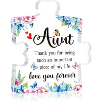 Puzzle Piece Gifts for Aunt - 4" Thank You Acrylic Puzzle Piece Plaque Appreciation Gift for Aunt Birthday Thanksgiving Decorations Aunt Gifts Ideas