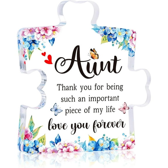 Puzzle Piece Gifts for Aunt - 4" Thank You Acrylic Puzzle Piece Plaque Appreciation Gift for Aunt Birthday Thanksgiving Decorations Aunt Gifts Ideas
