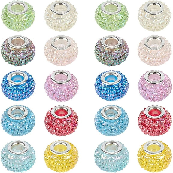 30 Pcs Resin European Large Hole AB Color Rondelle Berry Beads for Jewelry Making