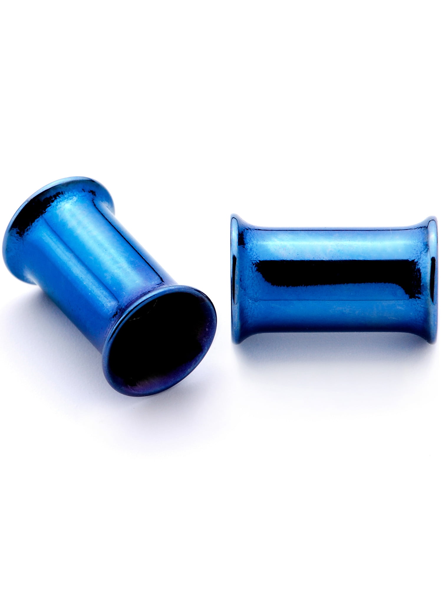 Body Candy 2Pc Blue Anodized Steel 5mm Double Flare Flesh Tunnel Plug