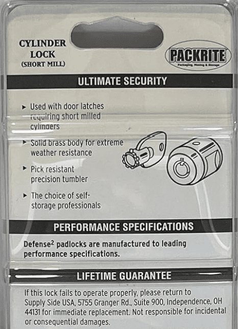 Defense2 - Short Cylinder Lock with Overlock Keys - Weather Proof - for Door, Storage, Cabinets, & More - 17mm Solid Brass Tubular Security Lock