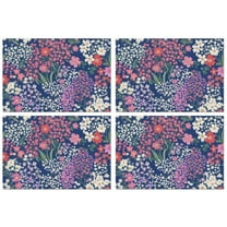 Pioneer Flower Floral Print Pattern Summer Placemats Table Placemats Set Of 4-Linen Kitchen Washable Placemats Table Mats 12x18 Inch Non-Slip Heat Resistant