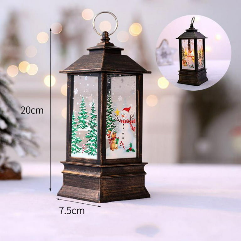 Christmas Decorative Lantern Snow Globe Christmas Decorations Indoor Outdoor Flashing Candle Lights, Dining Table Fireplace Decoration Hanging Candle