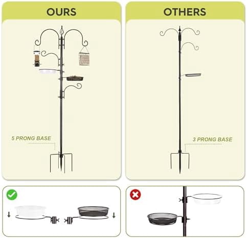 Bird Feeding Station Kit Bird Feeder Pole Wild Bird Feeder Hanging Kit Planter Hanger Multi Feeder Hanging with Metal Suet Feeder Bird Bath for Attracting Wild Birds