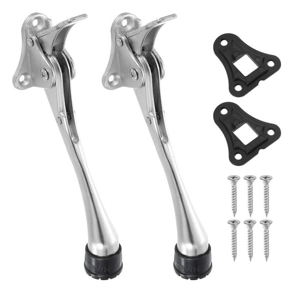 Uxcell 6 Inch Kickdown Door Stopper, One Touch Pedal Heavy Duty Door Stop Holder, Height-Adjustable Rubber Foot, (Silver, 2 Pack)