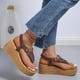 thumbnail image 5 of Novedad de verano, sandalias con plataforma de tacón de cuña Retro Boca de pescado, zapatos romanos para mujer Wmkox8yii sa5070, 5 of 8