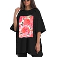 thumbnail image 4 of Plus Size Shirt for Women Black Tops for Women Short Sleeves Shirt for Women Flowers 4 T Shirt Crewneck Shirt for Women XL, 4 of 5