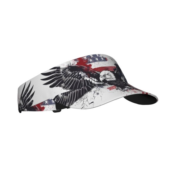 Balery American Flag Eagle Art Sport Wear Athletic Visor Sun Sports Visor Hat Visor Adjustable Cap for Women and Men (One Size)