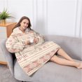 thumbnail image 5 of Oversized Wearable Blanket Hoodie,Pink Geometric Striped Pattern Sherpa Blanket Hoodie with Super Pockets,Super Warm Fuzzy Pullover for Women & Men, 5 of 6