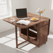 Extendable Drop Leaf Folding Dining Table Space Saving Living Room & Kitchen Single Walnut 51.18“