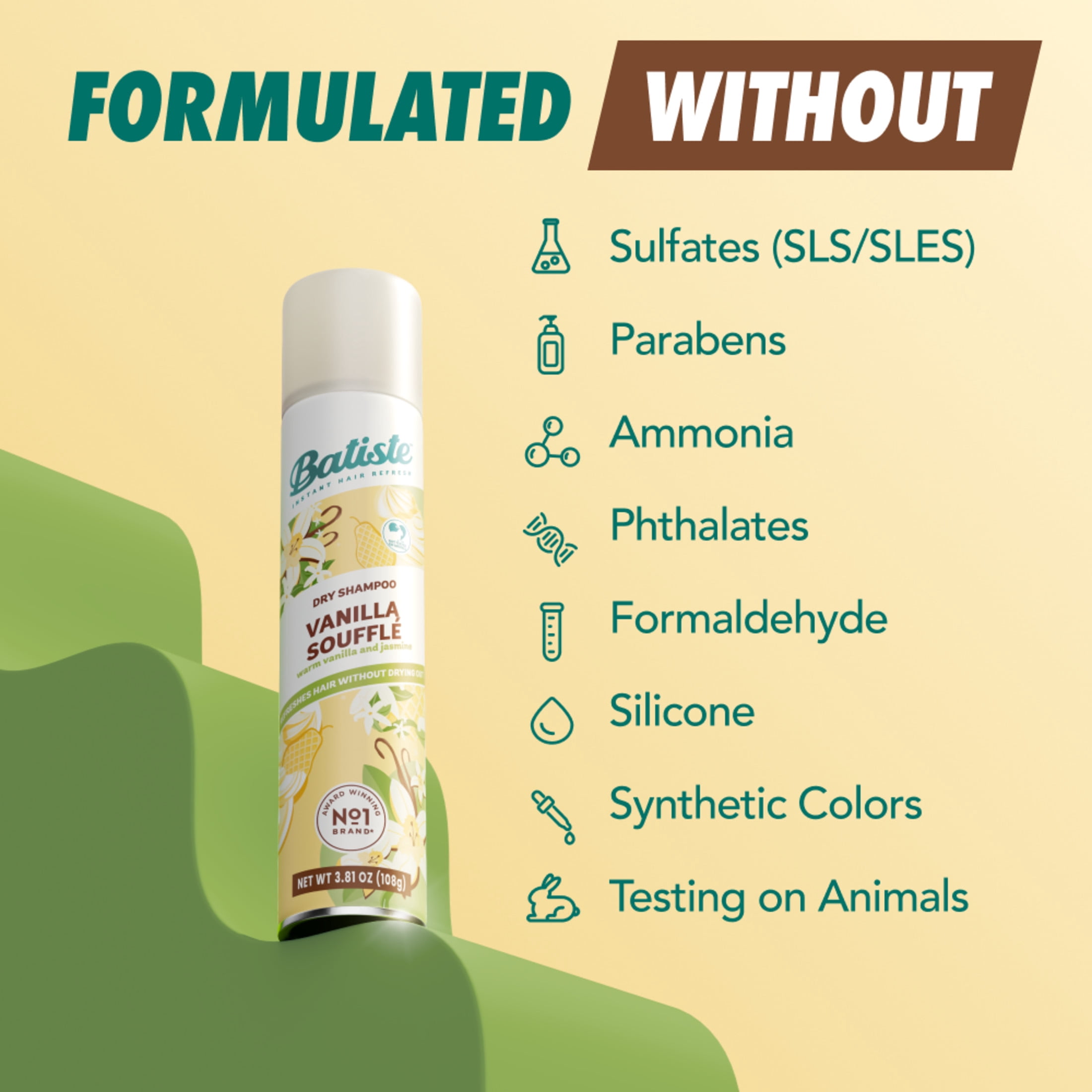 Batiste™ Dry Shampoo, Instantly Refresh Hair & Absorb Oil Between Washes, Vanilla Souffle, 3.81 oz
