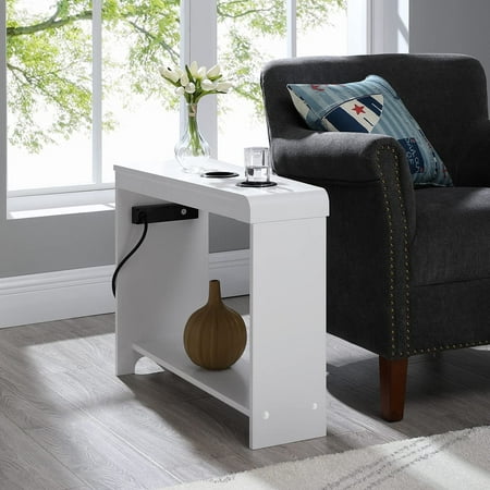 End Table with Charging Station for Living Room  USB Ports & Outlets  Narrow Side Table  Chair Side Table Nightstand  Bedside Table  Slim Sofa End Table for Small Spaces