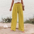 thumbnail image 5 of LEKWK Palazzo Pants for Women High Waisted Casual Wide Leg Pants Lightweight Loose Fit Lounge Pants with Pockets Summer Beach Vacation Clothes, 5 of 9