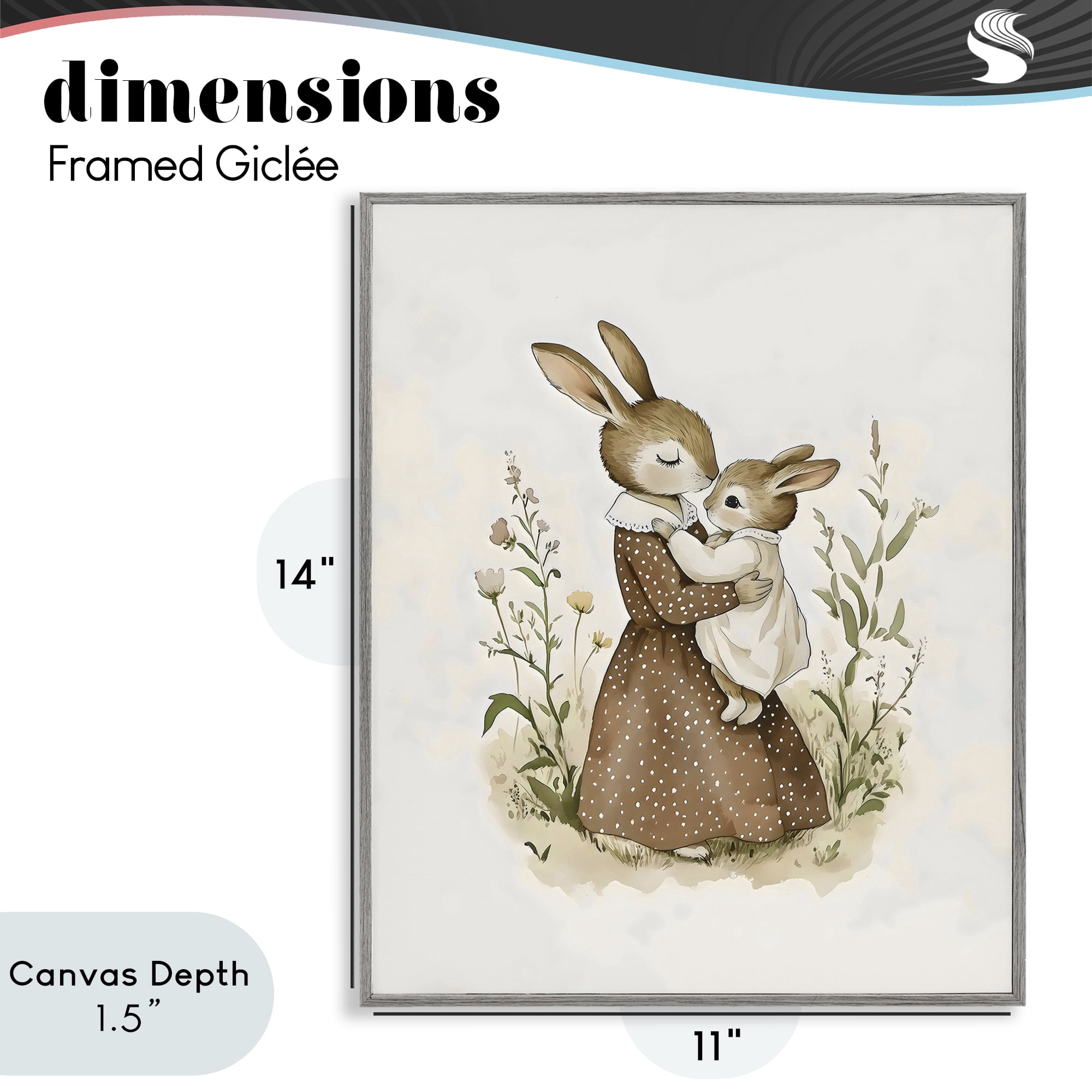 Stupell Industries A Mother's Love Rabbits Gray Framed Giclee Art, design by Arlington Prints