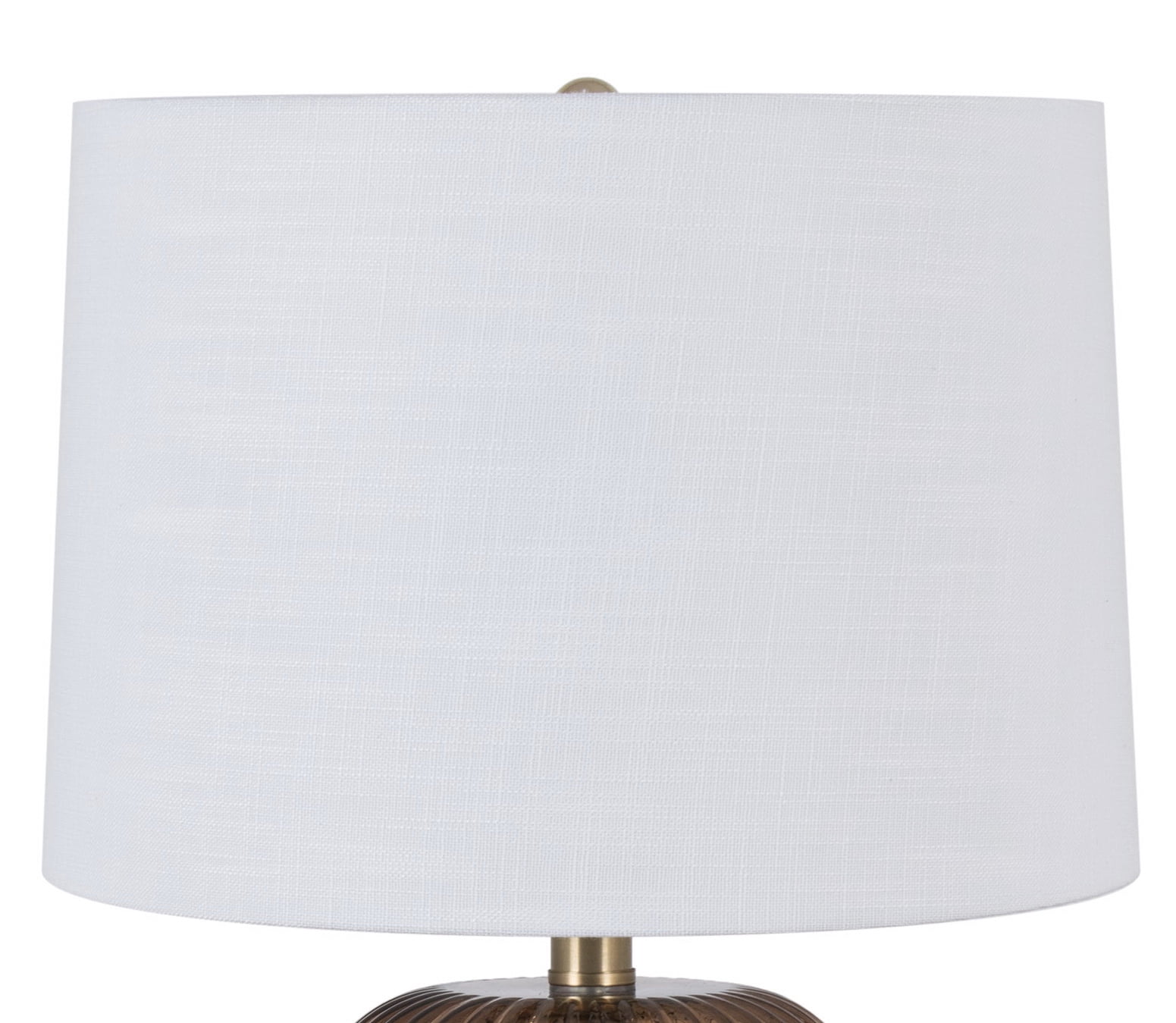 Mainstays 23 Inch Ribbed Glass Table Lamp with White Shade and Brown Finish