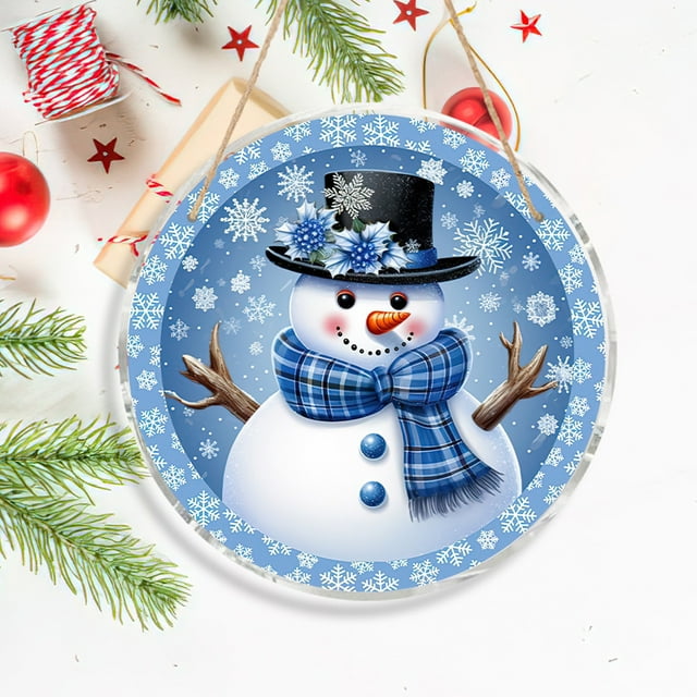 Decoración Navideña para El Hogar | Letrero Colgante para Puerta | Escena de Muñeco de Nieve de Pvc | 20 Cm X 20 Cm X 0,3 Cm | Uso Interior/Exterior | Empaque para Regalo | 1 Unidad